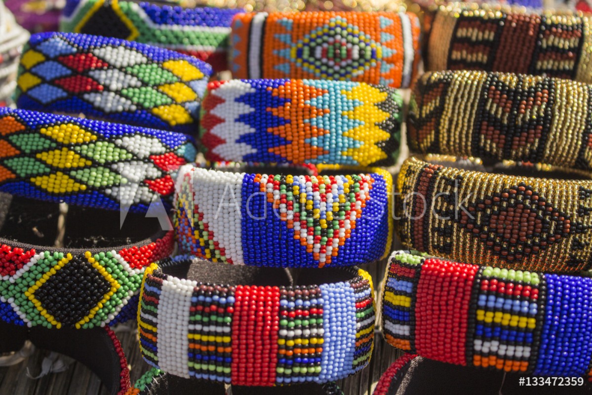 Image de African bright colorful beads bracelets Local market Fashion accessories
